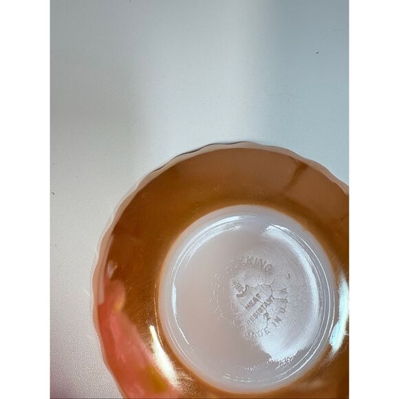 Vintage Anchor Hocking Peach Luster Bowls and Plates Swirl Design Set of 3 - Picture 5 of 5